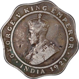 Copper Nickel Four Annas Coin of King George V of Bombay Mint of 1921.