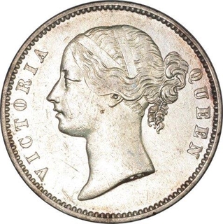 Silver One Rupee Coin of Victoria Queen of Calcutta Mint of 1840.