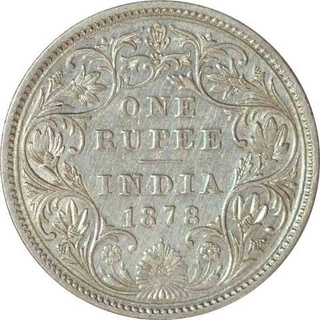 Silver  One Rupee Coin of VIctoria Empress of Bombay Mint of 1878.