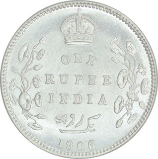 Silver One Rupee Coin of King Edward VII of Bombay Mint of 1906.