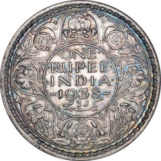 Silver One Rupee Coin  of King George VI of Bombay Mint of 1938.