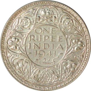 Silver One  Rupee Coin of King George VI of Bombay Mint of 1941.