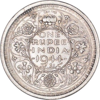 Silver One Rupee Coin of King George VI of Bombay Mint of 1944.