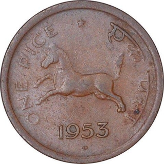 Bronze One Pice  Coin of Hyderabad Mint of Republic India  of the Year 1953.