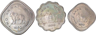 Cupro Nickel Half Anna One Anna and Two Anna Coins of Bombay Mint  of Republic India of the Year 1950.