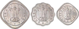 Cupro Nickel Half Anna One Anna and Two Annas Coins of Bombay Mint of Republic India of the Year 1954.