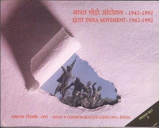 Proof Set of Hundred Rupees and Fifty Rupees of Quit India Movement of Bombay Mint of 1992 .