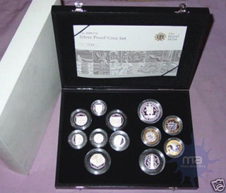 U K Silver Proof Set of Twelve Coins of  The Royal Mint of 2009.