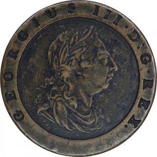 Copper Half Penny of Georgius III of United Kingdom of 1797.