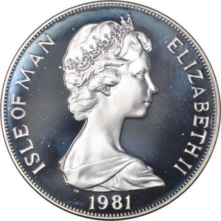 Cupro Nickel One Crown Coin of Elizabeth II of Isle of Man.