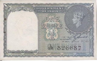 One Rupee Bank Note of King George VI Signed by C E Jones.