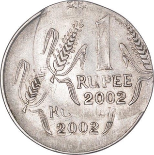 Error Steel One Rupee Coin of Calcutta Mint of Republic India of the Year 2002.