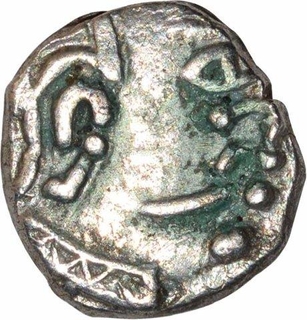 Silver Drachma Coin of Krishnaraja of Kalachuris of Mahishmati.