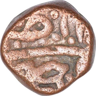 Copper Half Dam Coin of Akbar of Ujjain Mint.