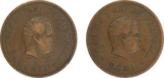 Bronze Half Tanga Coins of Carlos I  of Goa of India Portuguese.