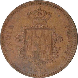 Copper Quarter Tanga Coin of Luiz I of India Portuguese.