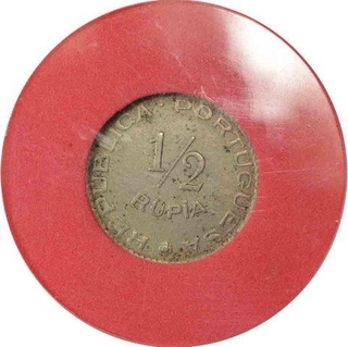 Cupro Nickel Half Rupia Coin of Portuguese Administration.