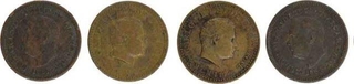 Copper and Bronze One Eighth Tanga Coin of Luiz I and Carlos I of India Portuguese.