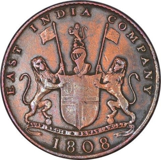 Copper Ten Cash Coin of Madras Presidency.