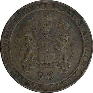 Copper One Ninty Sixth Rupee  Coin of East India Company of Birmingham Mint of Madras Presidency.