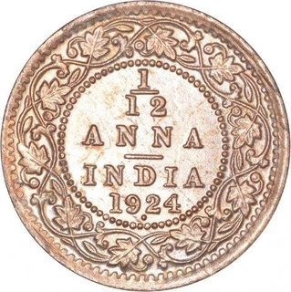 Bronze One Twelfth Anna Coin of King George V of Bombay Mint of 1924.