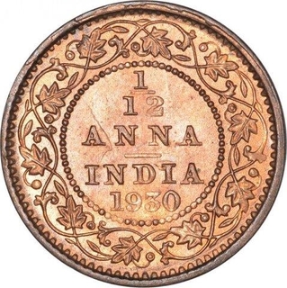 Bronze One Twelfth Anna Coin of King George V of Calcutta Mint of 1930.