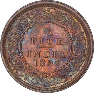 Copper Half Pice Coin of Victoria Empress of Calcutta Mint of 1895.