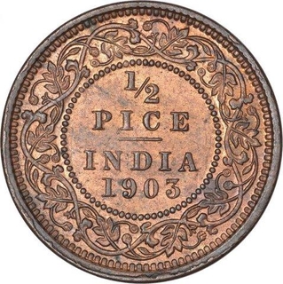 Copper Half Pice Coin of King Edward VII of Calcutta Mint of 1903.