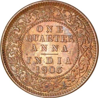 Copper One Quarter Anna Coin of King Edward VII of Calcutta Mint of 1903.