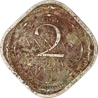 Cupro Nickel Two  Annas Coin  of King George VI of Calcutta Mint of 1939.