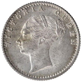 Silver Quarter Rupee Coin of Victoria Queen of Calcutta Mint of 1840.