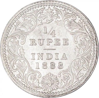 Silver Quarter RupeeCoin  of Victoria Empress of Calcutta Mint of 1888.