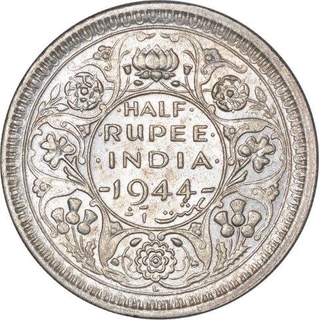 Silver Half Rupee Coin of King George VI of Lahore Mint of 1944.