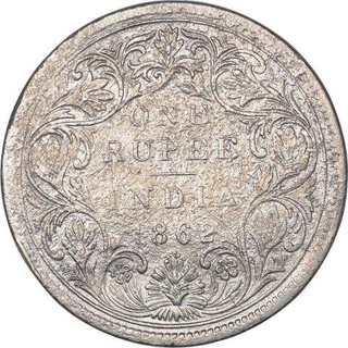 Silver Rupee Coin of Victoria Queen of Bombay Mint of 1862.