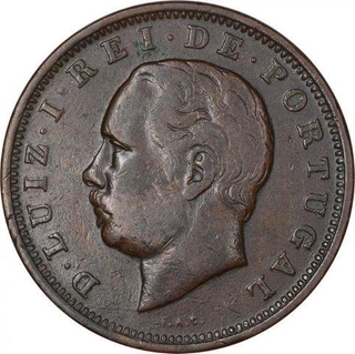 Copper Twenty Reis Coin of D Luiz of Portuguese.