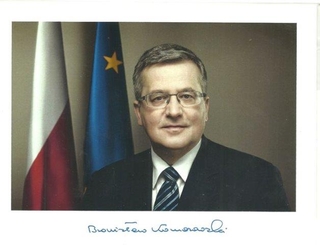 Autograph of Bronislaw Maria Komorowski  and President of Poland.