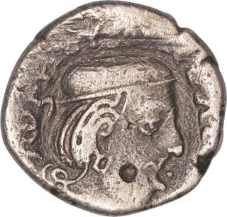 Silver Drachma Coin of Rudrasena II of Western Kshatrapas.