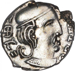 Silver Drachma Coin of Rudrasena III of Western Kshatrapas.