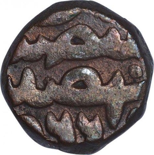 Copper Half Dam coin of Akbar of Narnol mint.