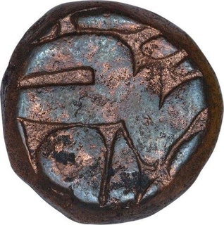 Copper Dam Coin of Akbar of Narnol Mint of Fi Tarikh Type.