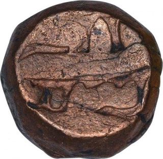 Copper Dam Coin of Akbar of Narnol Mint of Fi Tarikh Type.