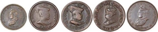 Lot of Five coin of Madho Rao and Jivaji Rao of of Gwalior State.