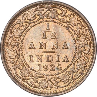 Bronze One Twelfth Anna Coin of King George V of Bombay of 1924.