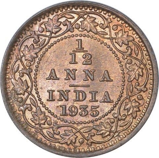 Bronze One Twelfth Anna Coin of King George V of Calcutta Mint of 1935