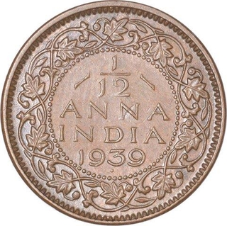 Copper One Twelfth Anna Coin of King George VI of Bombay Mint of 1939.