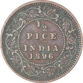 Copper Half Pice Coin of Victoria Empress of Calcutta Mint of 1896.