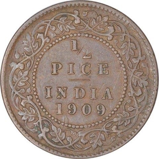 Bronze Half Pice Coin of King Edward VII of Calcutta Mint of 1909.