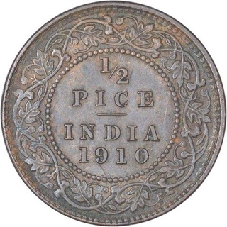 Bronze Half Pice Coin of King Edward VII of Calcutta Mint of 1910.