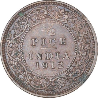 Bronze Half Pice Coin of King George V of Calcutta Mint of 1912.