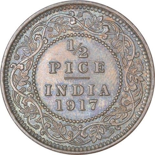 Bronze Half Pice Coin of King George V of  Calcutta Mint 1917.